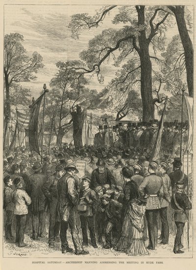 Erzbischof Manning spricht auf der Versammlung im Hyde Park von English School