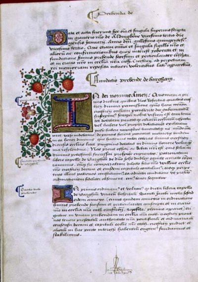 Archiv 9432 f.19v Seite mit Text und illuminiertem Initial 