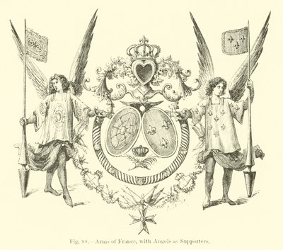 Wappen von Frankreich, mit Engeln als Unterstützer von English School