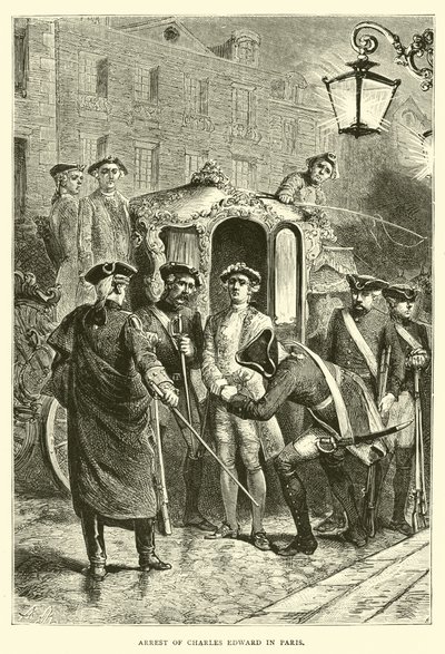 Verhaftung von Charles Edward in Paris von English School