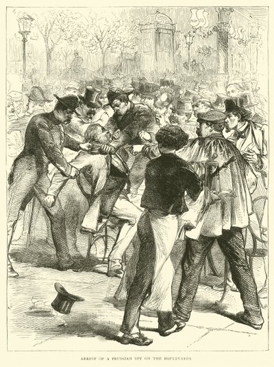 Verhaftung eines preußischen Spions auf den Boulevards, September 1870 von English School
