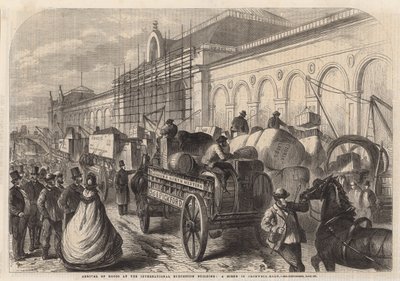 Ankunft von Waren im International Exhibition Building; eine Szene in der Cromwell Road von English School