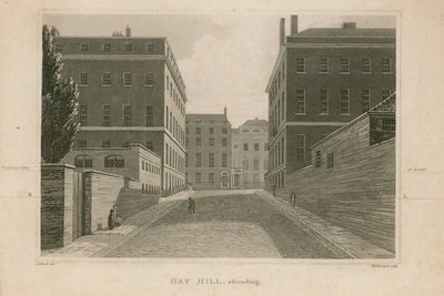 Aufsteigende Ansicht von Hay Hill, London von English School