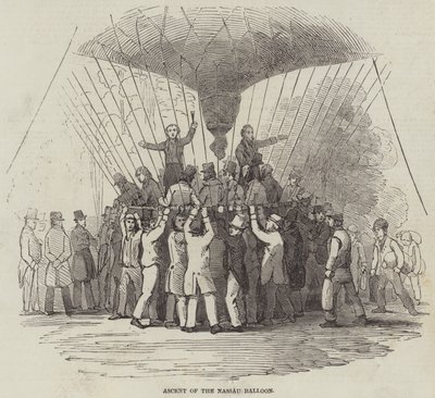 Aufstieg des Nassau-Ballons (Gravur) von English School