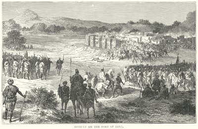 Angriff auf das Fort von Dina (Gravur) von English School