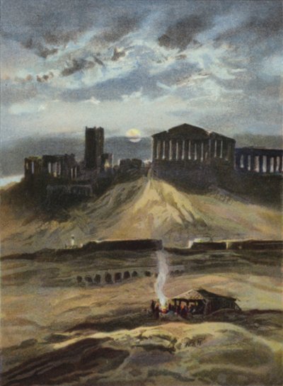 Athen bei Mondschein von English School