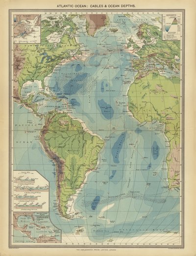 Atlantischer Ozean, Kabel und Meerestiefen von English School