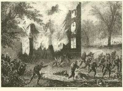Angriff auf eine vorgeschobene französische Position, Oktober 1870 von English School