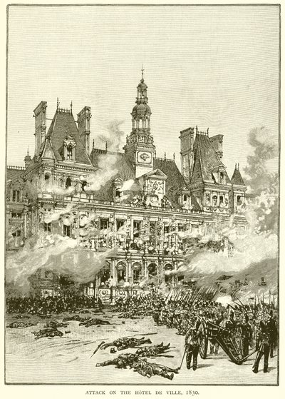 Angriff auf das Hôtel de Ville, 1830 von English School