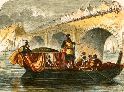 Versuch, das Lastschiff von Eleonore, Königin von Heinrich III., an der Londoner Brücke zu versenken von English School