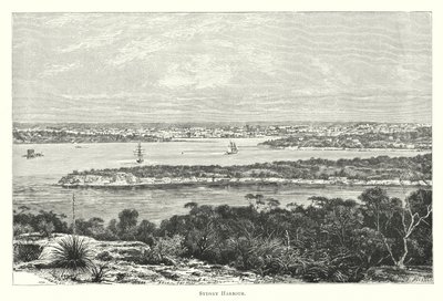 Australien: Hafen von Sydney (Gravur) von English School