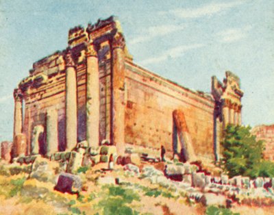 Baalbek, Tempel des Bacchus (Farblithographie) von English School