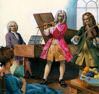 Bach spielt Musik mit Mitgliedern seiner eigenen Familie von English School