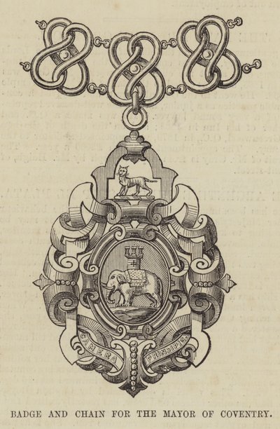 Abzeichen und Kette für den Bürgermeister von Coventry (Stich) von English School