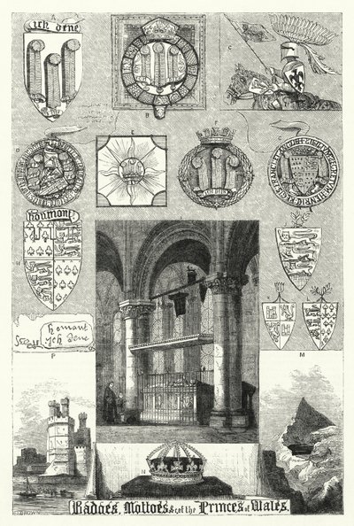 Abzeichen, Mottos usw. der Prinzen von Wales von English School
