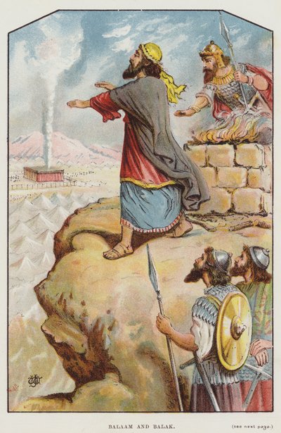 Bileam und Balak (Farblithografie) von English School