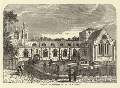 Kathedrale von Bangor, Südansicht (1886) von English School