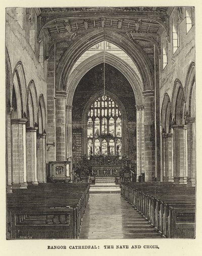 Kathedrale von Bangor, das Kirchenschiff und der Chor von English School