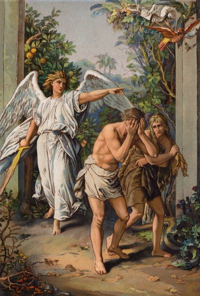 Vertreibung von Adam und Eva aus dem Garten Eden von English School