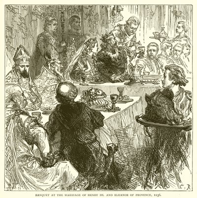 Bankett bei der Hochzeit von Heinrich III. und Eleonore von Provence, 1236 von English School