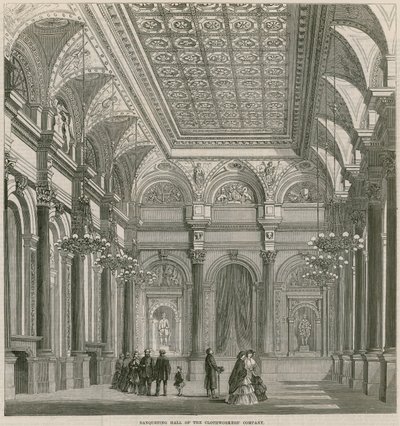 Bankettsaal der Clothworkers Company, Mincing Lane, London von English School
