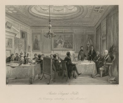 Barber Surgeons Hall, die Gesellschaft nimmt ein neues Mitglied auf von English School