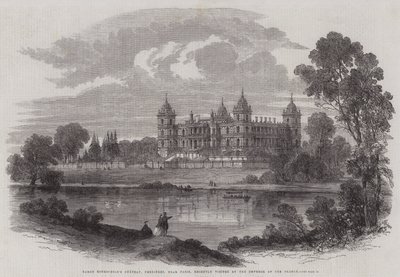 Baron Rothschilds Schloss, Ferrieres, nahe Paris, kürzlich vom Kaiser der Franzosen besucht (Stich) von English School