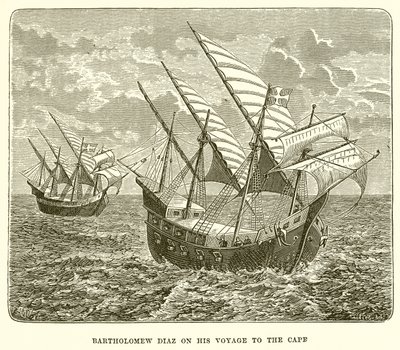 Bartholomew Diaz auf seiner Reise zum Kap von English School