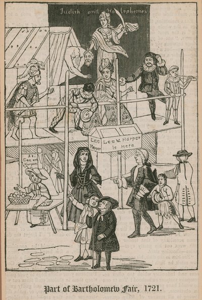 Bartholomäus-Jahrmarkt, 1721; Lee und Harpers Bude von English School