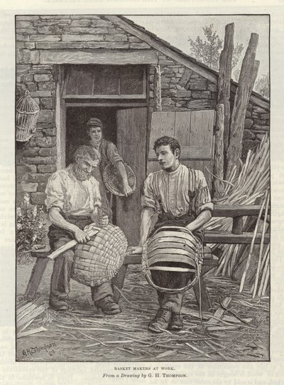 Korbmacher bei der Arbeit von English School