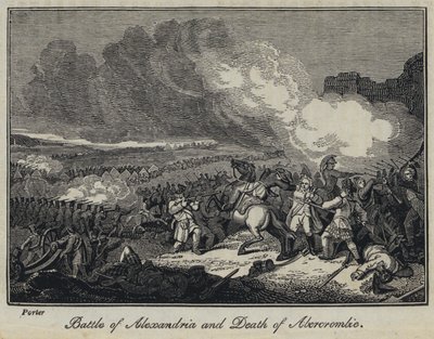 Schlacht von Alexandria und Tod von Abercrombie (Stich) von English School