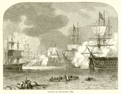 Schlacht von Navarino, 1827 von English School