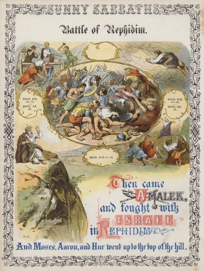 Schlacht von Rephidim (farbige Gravur) von English School