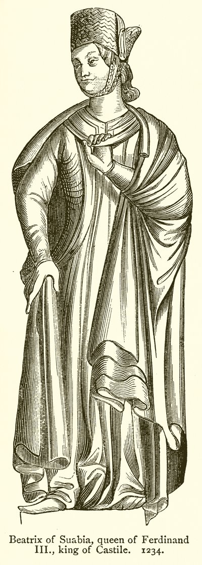 Beatrix von Schwaben, Königin von Ferdinand III., König von Kastilien. 1234 von English School