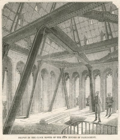 Glockenturm im Uhrturm der neuen Parlamentsgebäude von English School