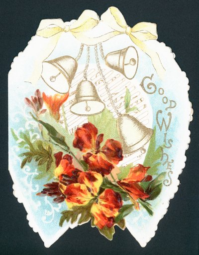 Glocken und Blumen auf Hufeisen, Karte von English School
