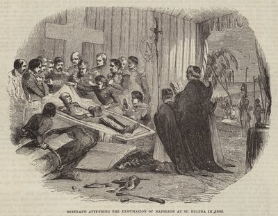 Bertrand bei der Exhumierung Napoleons auf St. Helena im Jahr 1840 von English School