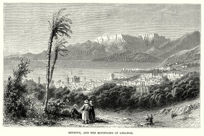Beyrout und die Berge des Libanon (Gravur) von English School