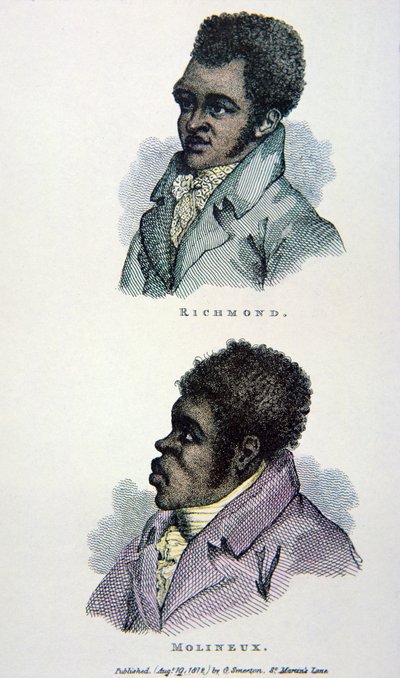 Bill Richmond und Tom Molineaux, Druck veröffentlicht 1812 von English School