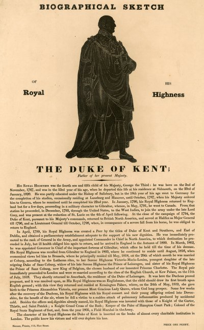 Biografische Skizze Seiner Königlichen Hoheit des Herzogs von Kent, Vater Ihrer jetzigen Majestät von English School