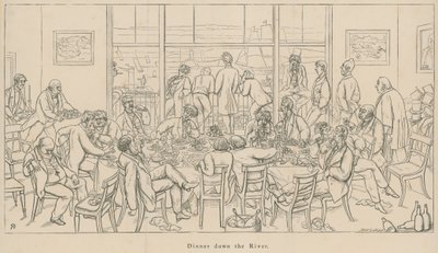 Vogelperspektive der Gesellschaft: Abendessen am Fluss von English School