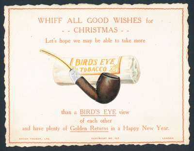 Birds Eye Tabak und Pfeife, Weihnachts-Neujahrskarte von English School