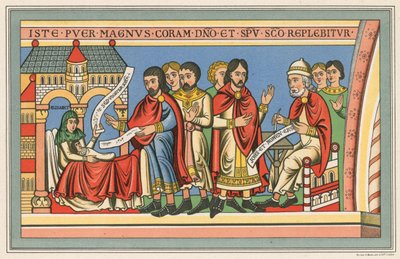Geburt Johannes des Täufers, reflektierende Tracht des 12. Jahrhunderts von English School