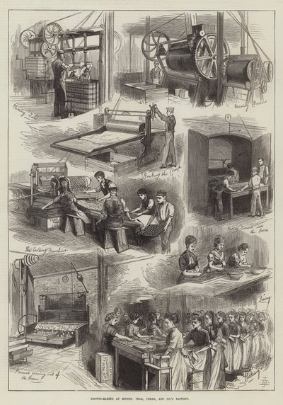 Biskuitherstellung in der Fabrik von Messers Peak, Frean und Company (Gravur) von English School