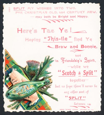 Flasche gespritzte Limonade, Weihnachtskarte von English School
