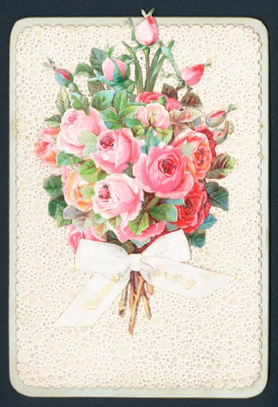 Strauß rosa Rosen, Weihnachtskarte von English School