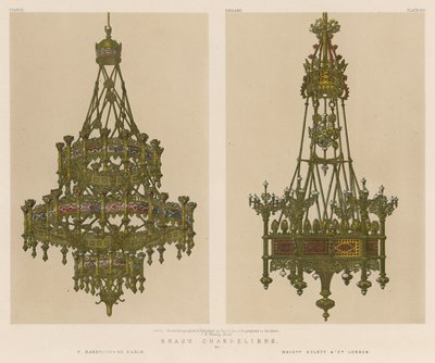 Messingkronleuchter von F Barbedienne, Paris, Messrs Hulett und Co, London von English School