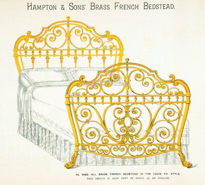 Messingbett aus dem Hampton and Sons Möbelkatalog, 1902 von English School