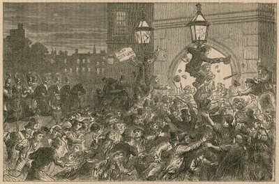 Brotaufstand am Eingang zum House of Commons, 1815 von English School
