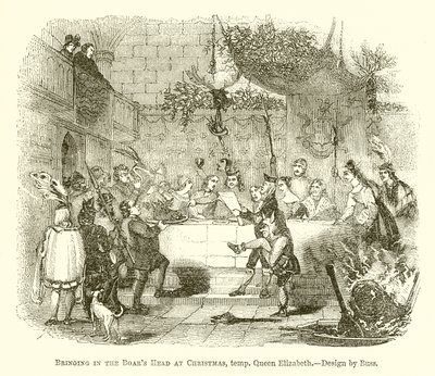 Hereinbringen des Eberkopfes zu Weihnachten, Zeit Königin Elisabeths von English School